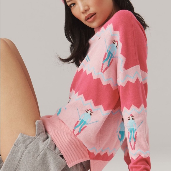 Anthropologie X Beach Riot Callie Sweater Chevron Skiers Anthropologie Exclusive - Picture 4 of 14